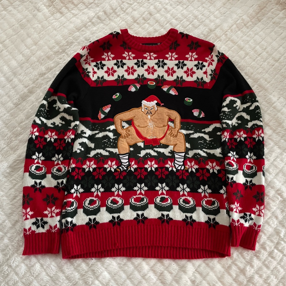 Sumo Wrestler Ugly Christmas Holiday Sweater